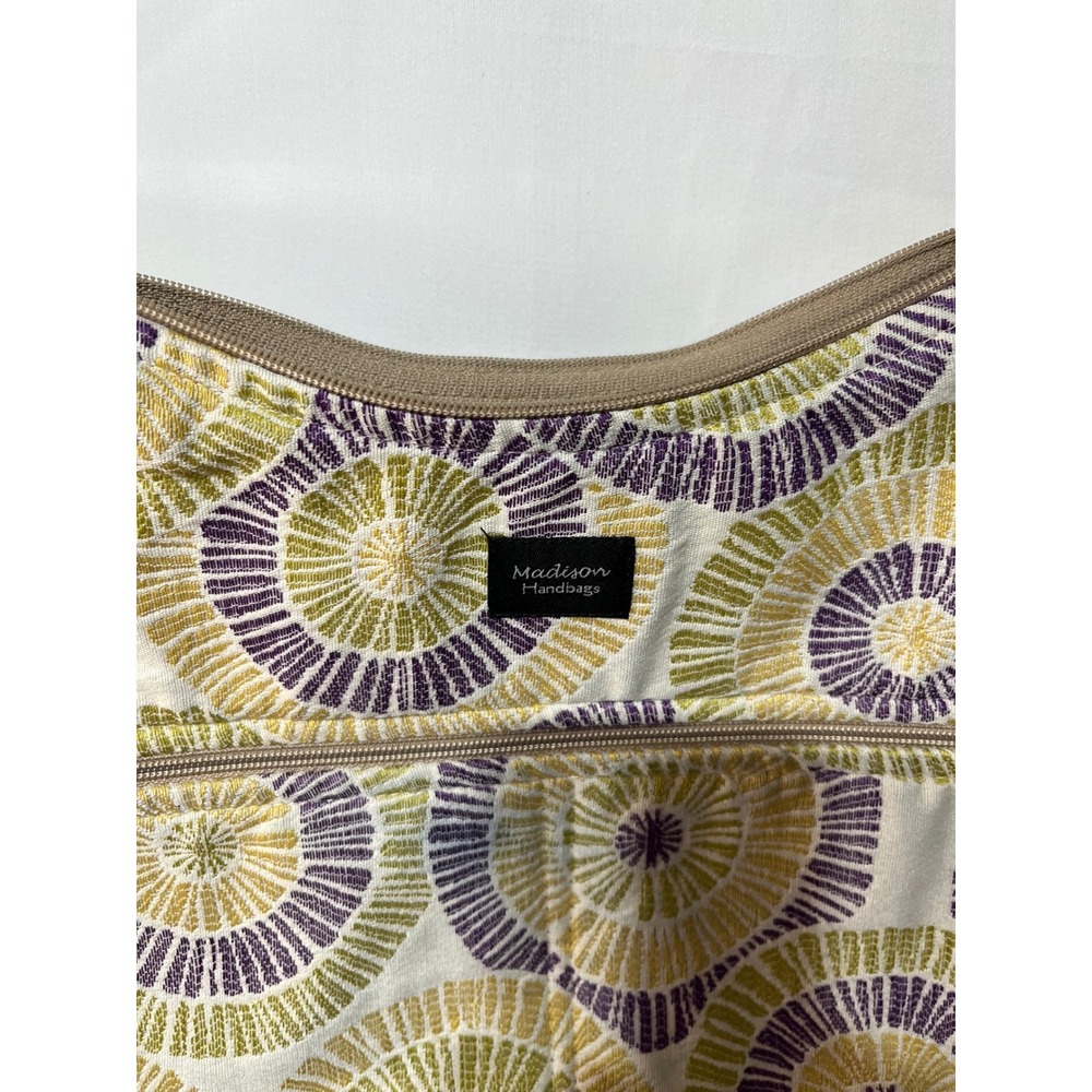Madison Handbags Crossbody Bag Purple Green Yellow Circles‎ Boho Shoulder Bag - Picture 2 of 5